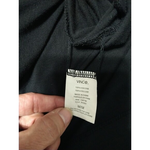 Vince Tunic Long Sleeve Keyhole Top Black Medium Designer Comfy Classic - Picture 9 of 9